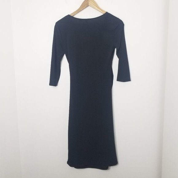 Thyme Maternity Black Zipper Faux Wrap Dress Event Business Casual Pregnancy - Picture 8 of 10